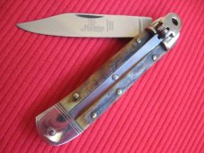 Older Small Solingen German Hubertus 5 7/8"  Leverlock Switchblade Knife 