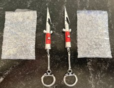 Miniature Switchblade Roach Clip Keychain, Red Wrap Handle, New 