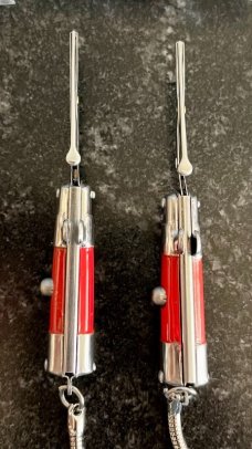 Miniature Switchblade Roach Clip Keychain, Red Wrap Handle, New 