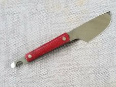 Vincenzo Balistreri Brown/Red Burlap Micarta fixed..bottle opener..jimping and choil.6.75" OAL  