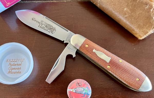 Great Eastern Cutlery Tidioute #852221CL Crown Lifter, Natural Canvas Micarta Handle, New (GEC 85) 