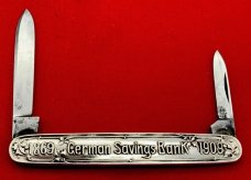 Vintage EMPIRE KNIFE CO German Savings Bank Sterling Silver 2-Blade Pen Folding Pocket Knife c.1909