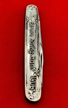 Vintage EMPIRE KNIFE CO German Savings Bank Sterling Silver 2-Blade Pen Folding Pocket Knife c.1909