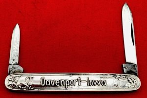 Vintage EMPIRE KNIFE CO German Savings Bank Sterling Silver 2-Blade Pen Folding Pocket Knife c.1909
