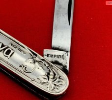 Vintage EMPIRE KNIFE CO German Savings Bank Sterling Silver 2-Blade Pen Folding Pocket Knife c.1909