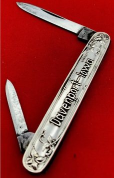 Vintage EMPIRE KNIFE CO German Savings Bank Sterling Silver 2-Blade Pen Folding Pocket Knife c.1909