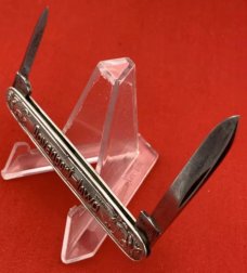 Vintage EMPIRE KNIFE CO German Savings Bank Sterling Silver 2-Blade Pen Folding Pocket Knife c.1909