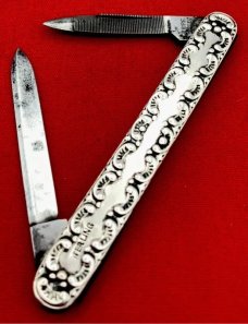 Vintage EMPIRE KNIFE CO Sterling Silver Shadow Pen Pocket Knife c.1856-1930