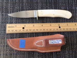 Corbett Sigman custom knife #5 mini hunter ivory handles makers sheath #11