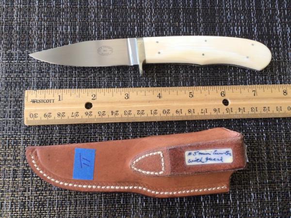 Corbett Sigman custom knife #5 mini hunter ivory handles makers sheath         #11
