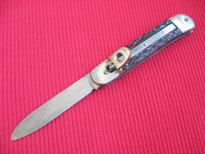 Vintage German Bonsa Jigged Bone Leverlock Knife