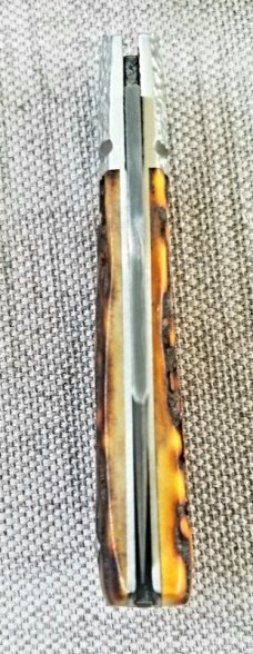 Alan Davis Sambar Stag and Devin Thomas Stainless Raindrop Damascus..3 5/8" cl..DOB 04/21/20.w/slipl