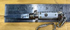 Miniature Switchblade Knife, Made In Italy, Marked Anchor Over Inox, White Plastic Handle 