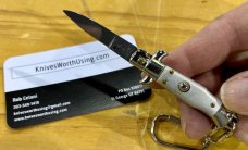 Miniature Switchblade Knife, Made In Italy, Marked Anchor Over Inox, White Plastic Handle 