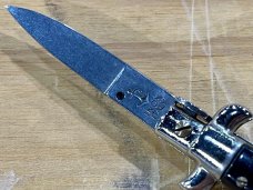 Miniature Switchblade Knife, Marked Anchor Over Inox Over Italy, Black Plastic Handle 