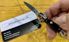Miniature Switchblade Knife, Marked Anchor Over Inox Over Italy, Black Plastic Handle 