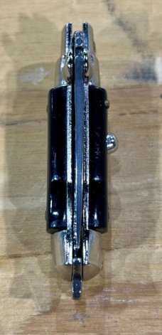 Miniature Switchblade Knife, Marked Anchor Over Inox Over Italy, Black Plastic Handle 