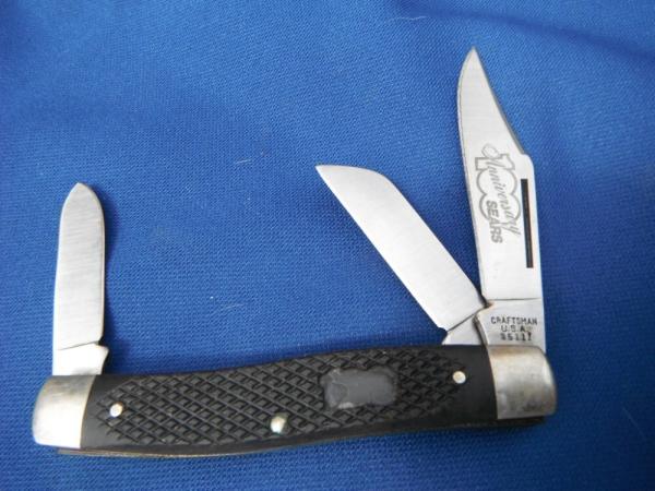 SEARS CRAFTSMAN 95111 KNIFE 100 Year Anniversary of Sears! MADE IN USA 3 BLADE STOCKMAN POCKET KNIFE