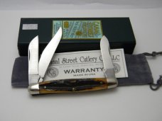 Canal Street Cutlery Co. USA Amber Stag Bone 312303 Serpentine Stockman Knife in Box c.2005