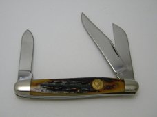 Canal Street Cutlery Co. USA Amber Stag Bone 312303 Serpentine Stockman Knife in Box c.2005