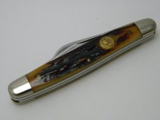 Canal Street Cutlery Co. USA Amber Stag Bone 312303 Serpentine Stockman Knife in Box c.2005