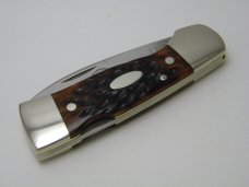 Western USA S-523 E Bone Stallion Etch Lockback Knife w/Pouch c.1981