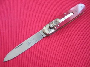 Vintage German BOKER 712R Red Bone Leverlock Switchblade Knife