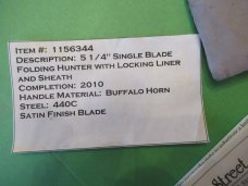 Canal Street 2010 Buffalo Horn Folding Hunter with Liner Lock Item # 1156344 