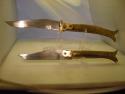 Two Rampur India  style automatics embossed handles .  Unused condition. 12 inch and 8 3/4 inch open
