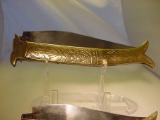 Two Rampur India  style automatics embossed handles .  Unused condition. 12 inch and 8 3/4 inch open