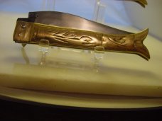 Two Rampur India  style automatics embossed handles .  Unused condition. 12 inch and 8 3/4 inch open