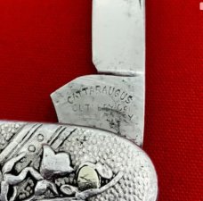 Vintage CATTARAUGUS Model 2014 Embossed Metal Shadow Pen Folding Pocket Knife c.1886-1963 