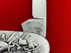 Vintage CATTARAUGUS Model 2014 Embossed Metal Shadow Pen Folding Pocket Knife c.1886-1963 