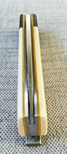 Vincenzo Balistreri Elephant Ivory White Wolf Taillock,4" closed..440C..Fools Gold bolsters & shield