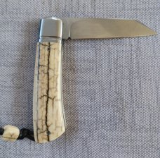 Vincenzo Balistreri Mammoth Ivory Native Slipjoint 4" cld..N690..Lanyard..bead.jimping and filework 