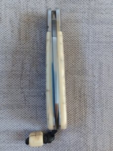 Vincenzo Balistreri Mammoth Ivory Native Slipjoint 4" cld..N690..Lanyard..bead.jimping and filework 
