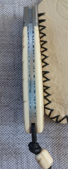 Vincenzo Balistreri Mammoth Ivory Native Slipjoint 4" cld..N690..Lanyard..bead.jimping and filework 