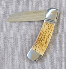 Steve Vanderkolff Mammoth Native Taillock..4"cld..White Crackle,Smooth ..CPM-154..ringed bolsters 