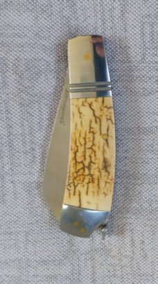 Steve Vanderkolff Mammoth Native Taillock..4"cld..White Crackle,Smooth ..CPM-154..ringed bolsters 