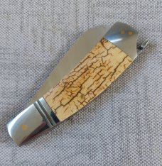 Steve Vanderkolff Mammoth Native Taillock..4"cld..White Crackle,Smooth ..CPM-154..ringed bolsters 