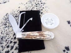 NAPANOCH KNIFE COMPANY MAMMOTH IVORY DIXIE COCK 1095 CARBON 100 WERE MADE