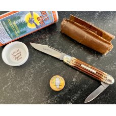 Great Eastern Cutlery Northfield #681221 White Owl, Rare Satin Blades, Cowhide Jig Bone, (GEC 68)