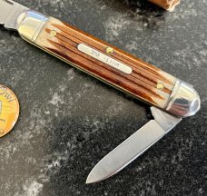 Great Eastern Cutlery Northfield #681221 White Owl, Rare Satin Blades, Cowhide Jig Bone, (GEC 68) 