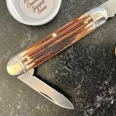 Great Eastern Cutlery Northfield #681221 White Owl, Rare Satin Blades, Cowhide Jig Bone, (GEC 68) 