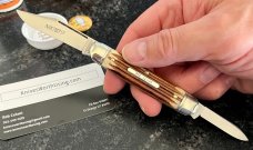 Great Eastern Cutlery Northfield #681221 White Owl, Rare Satin Blades, Cowhide Jig Bone, (GEC 68) 