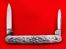 Vintage H. BOKER & CO Equal End Shadow Pen Folding Pocket Knife c.1891-1944 Embossed Metal
