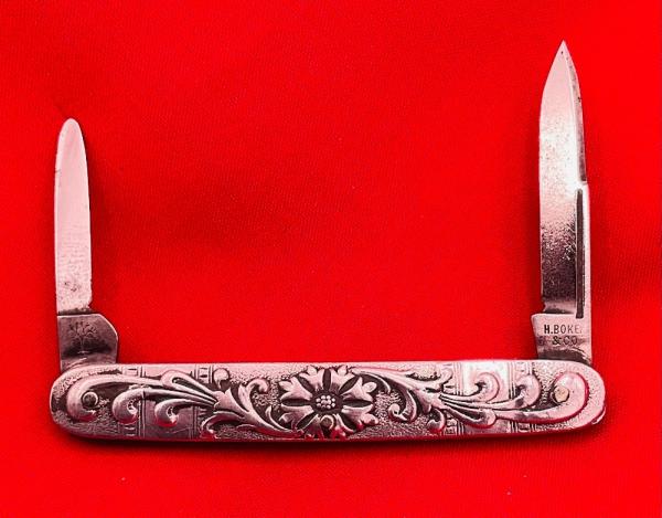 Vintage H. BOKER & CO Equal End Shadow Pen Folding Pocket Knife c.1891-1944 Embossed Metal Vintage H. BOKER & CO Equal End Shadow Pen Folding Pocket Knife c.1891-1944 Embossed Metal