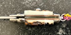 Miniature Switchblade Knife, Made In Italy, Marked INOX, Older Style, Sweet Stag Handle, W/Tassel 