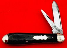 Vintage NEW YORK KNIFE CO Model No. 2040 Teardrop Jack Folding Pocket Knife c.1882-1931 Ebony