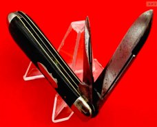 Vintage NEW YORK KNIFE CO Model No. 2040 Teardrop Jack Folding Pocket Knife c.1882-1931 Ebony
